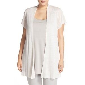 Eileen Fisher Sweater Women Medium Ivory Hemp Blend Open Front Cardigan Mature
